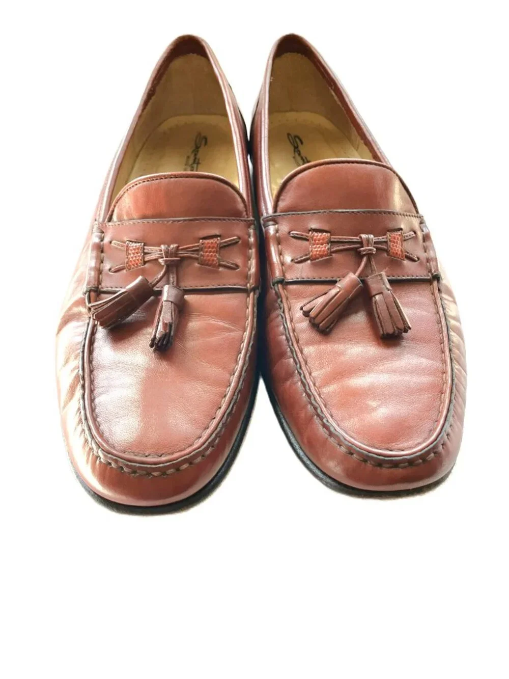 Santoni Men’s Brown Leather Tassel Loafers | Size 11.5 D | Made in Italy